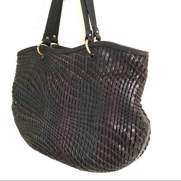 Cole Haan leather openweave tote/shoulder hobo bag - Picture 2 of 14
